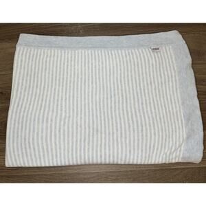 Mamas & Papas Baby Blanket Blue Striped Knit 100% Cotton Stripe White